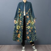 デニム フラワー ロングコート  00051