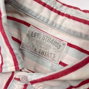 リーバイス LEVI STRAUSS リーバイ ストラウス ストライプ柄 半袖シャツ ワークシャツ サイズ M /ビンテージ/ホワイト×レッド×水色