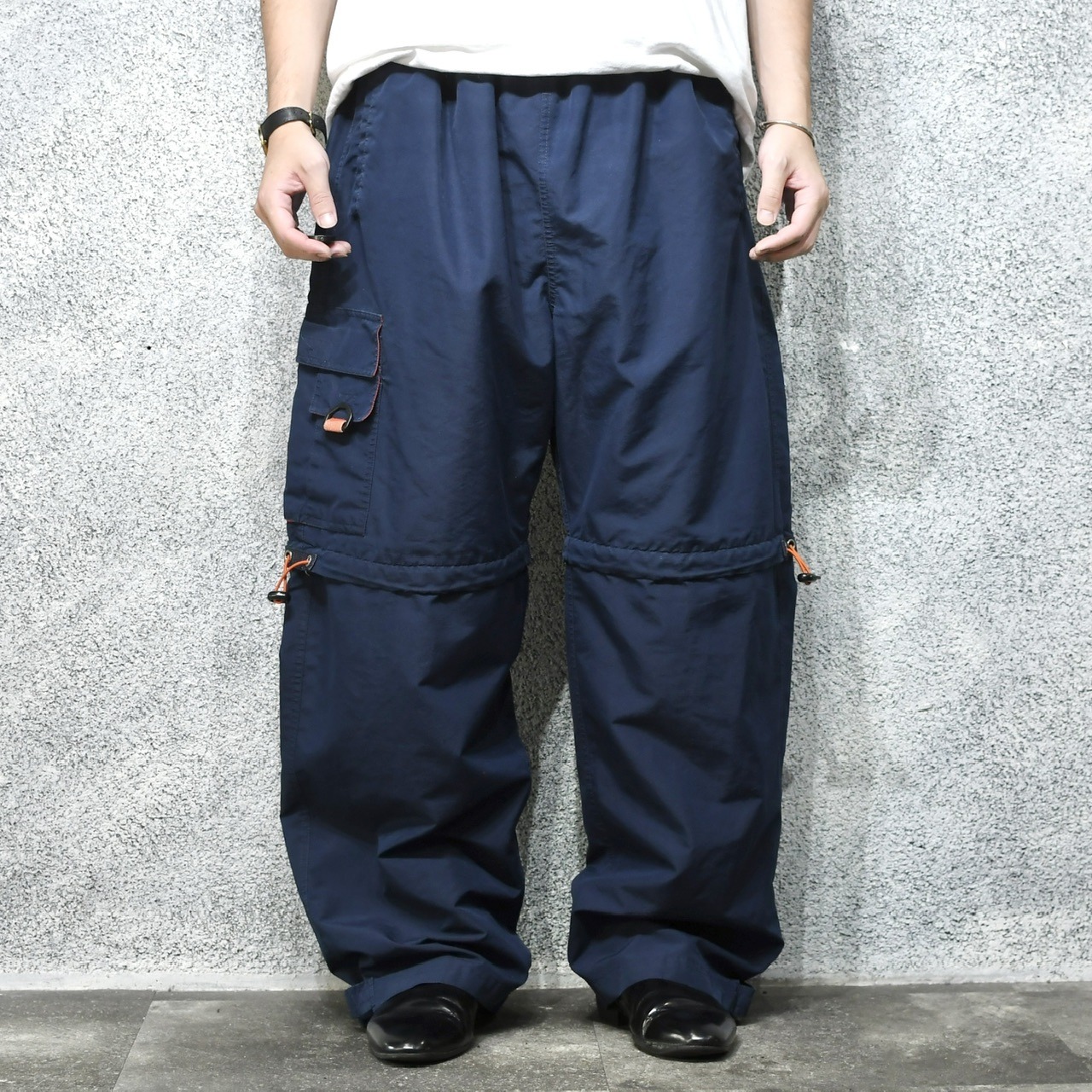 gimmick navy wide detachable nylon pants