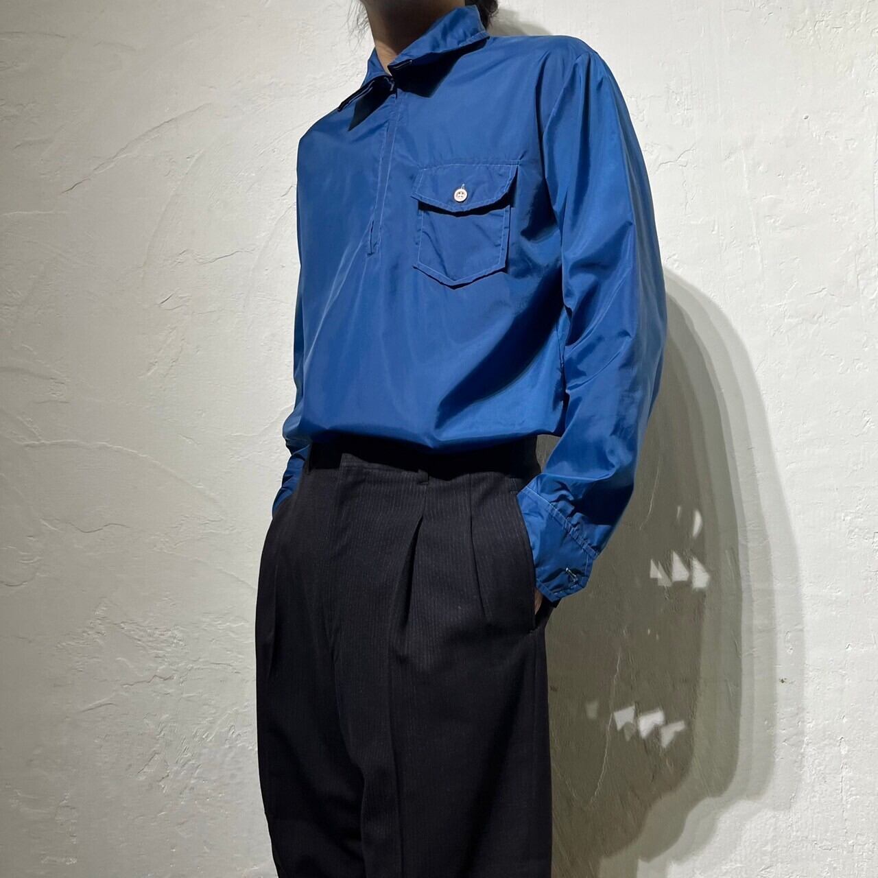 70s PETERS Half zip Nylon Shirt