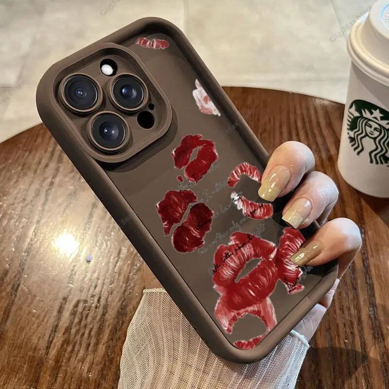 iphone15対応】 おしゃれ キスマーク セクシー 耐衝撃 バンパー カメラ