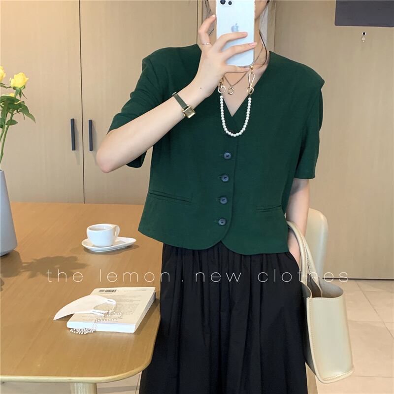 スタンダードVネックシャツ レディース レトロ ビッグFスモールZ韓国98800923521