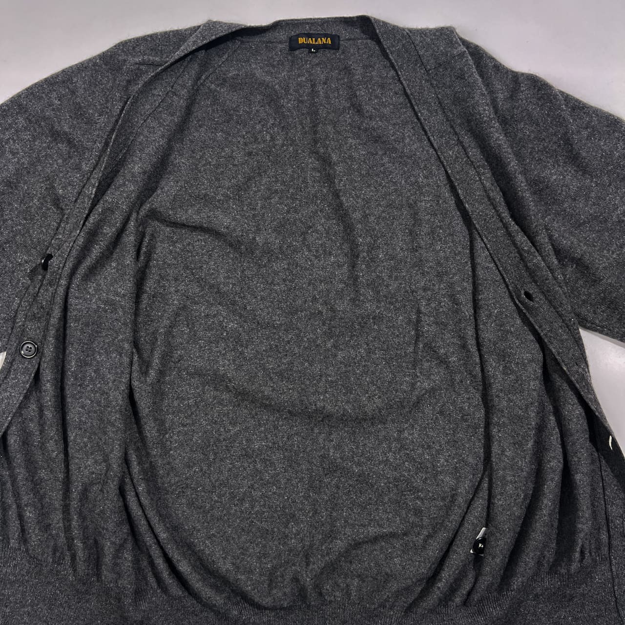 カシミヤ100% DUALANA デュアラナ ニット カーディガン L/ダークグレー系 メンズ