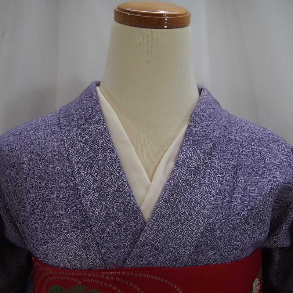 着物 鮫小紋 江戸小紋 うすむらさき 薄紫 女性用 未着用品 江戸小紋】藤色に段違い鮫模様の着物 | Pay ID