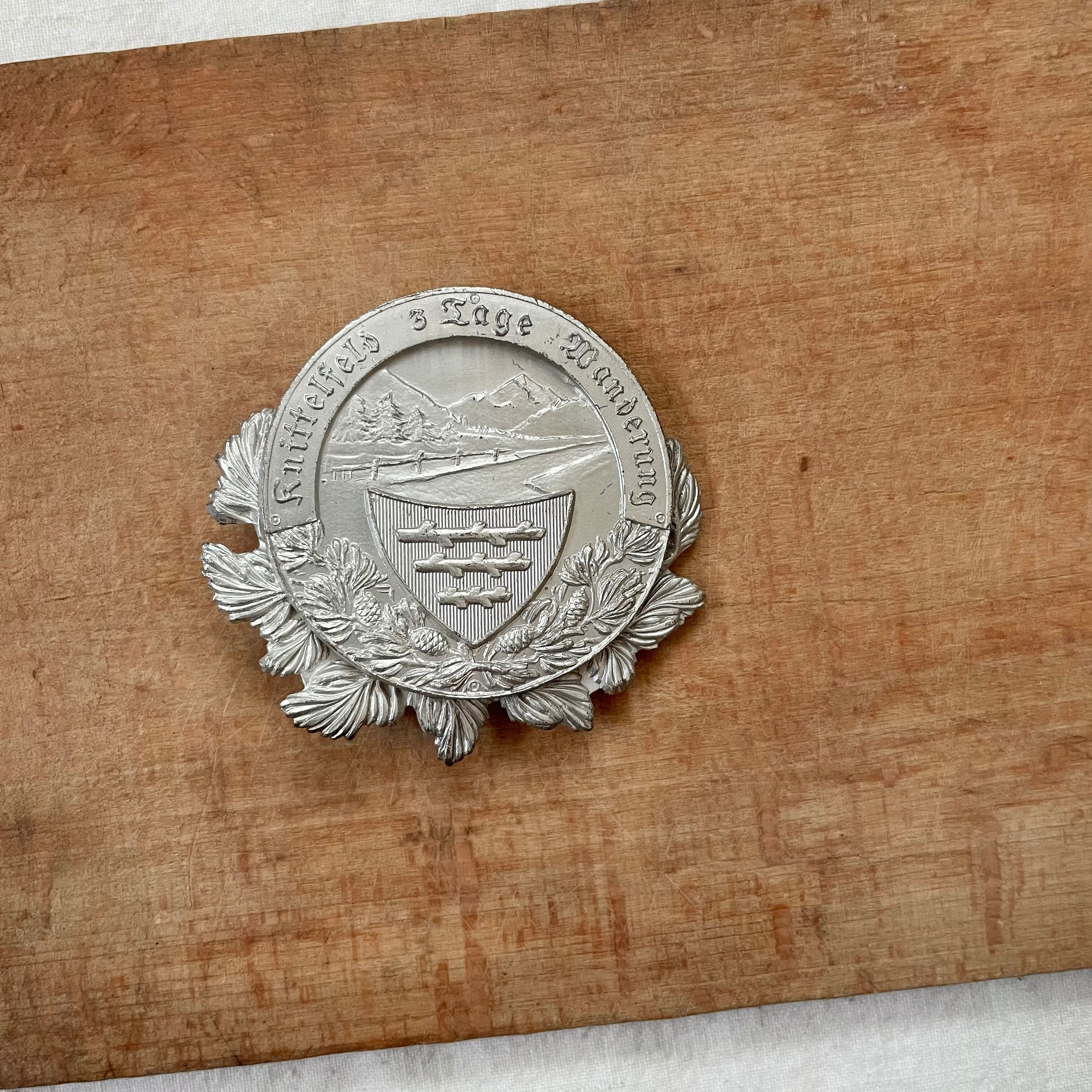 山と植物のブローチ