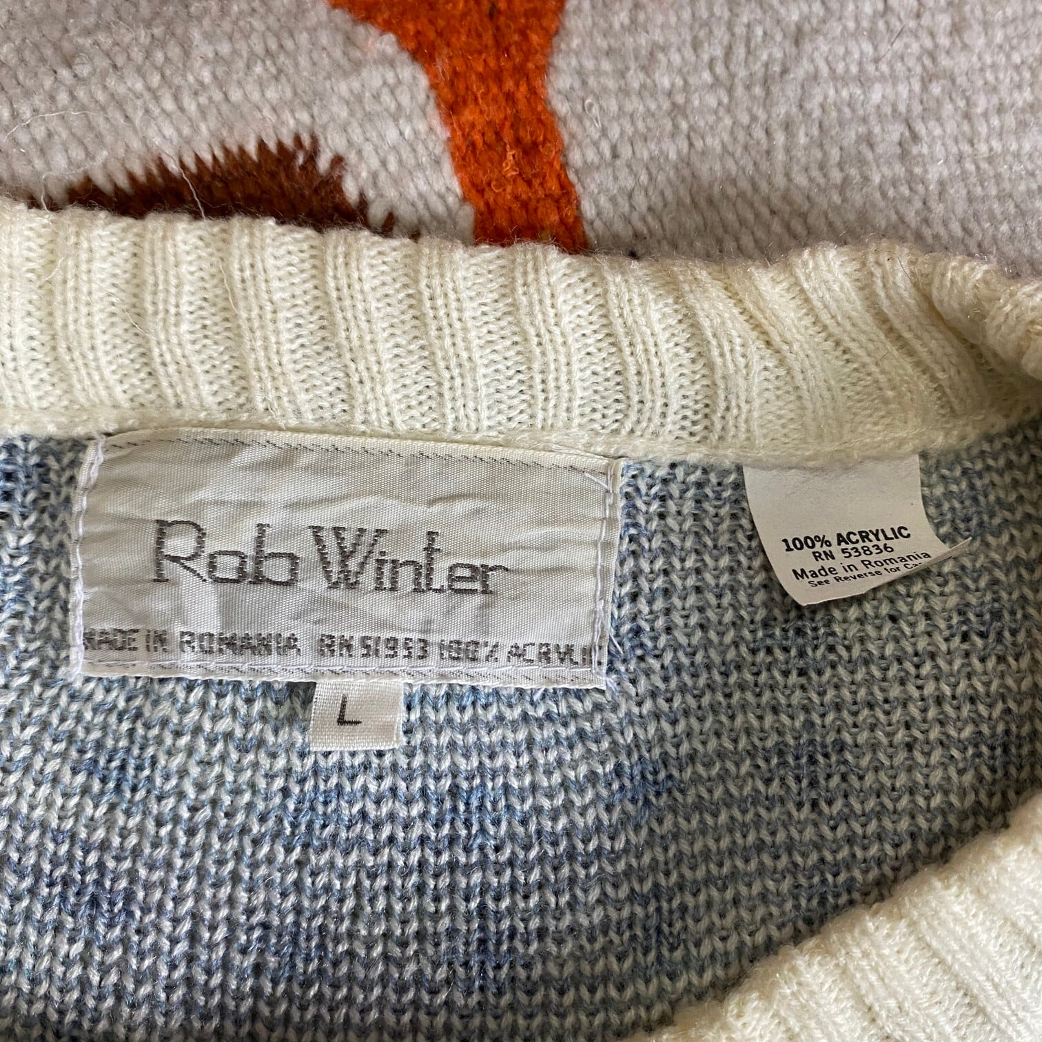 90年代 Rob Winter 雪柄 ノルディック アクリルニットセーター メンズL 
