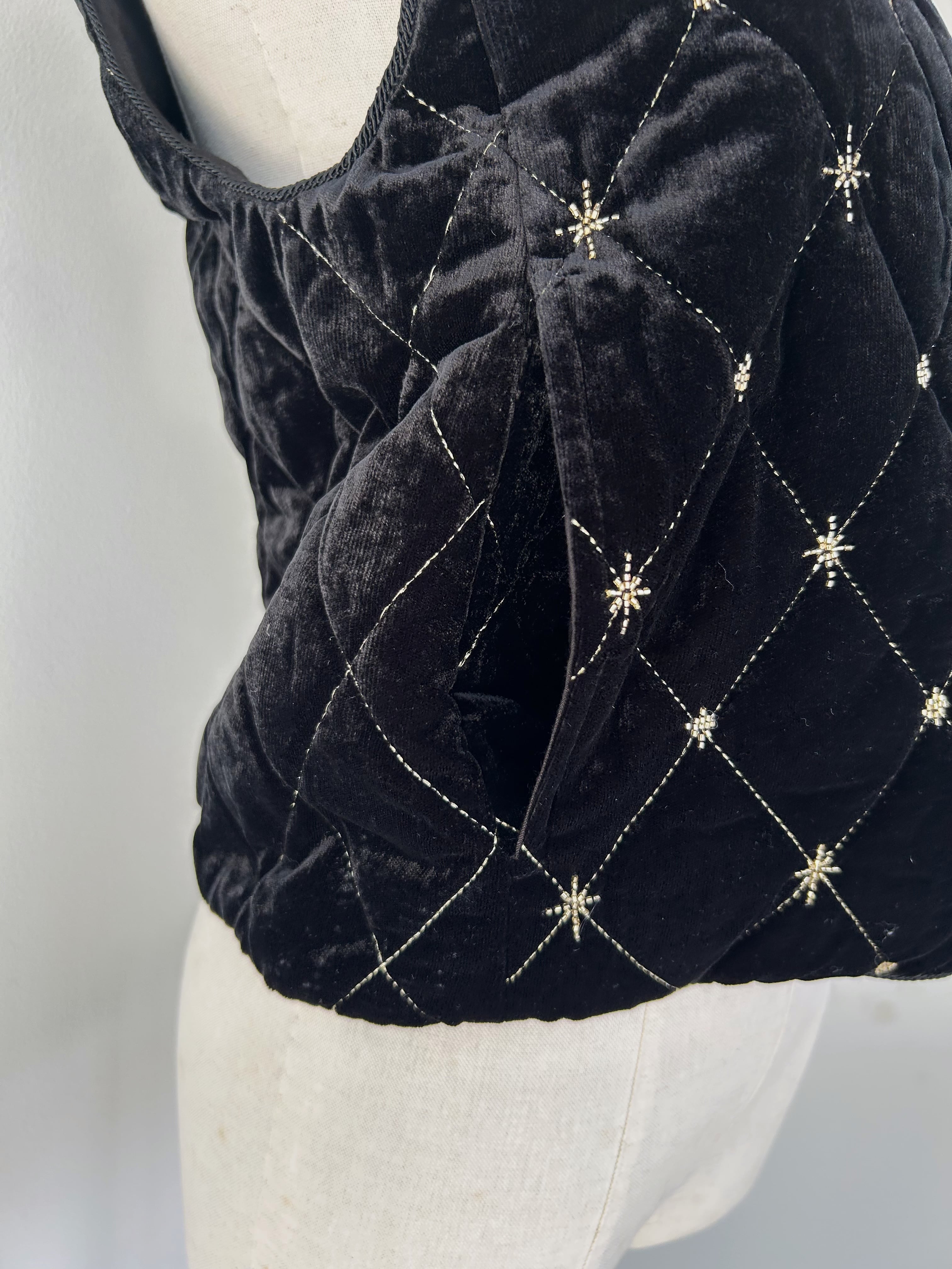 Sara Mallika Velvet Beads Embroidery Vest | KOKO