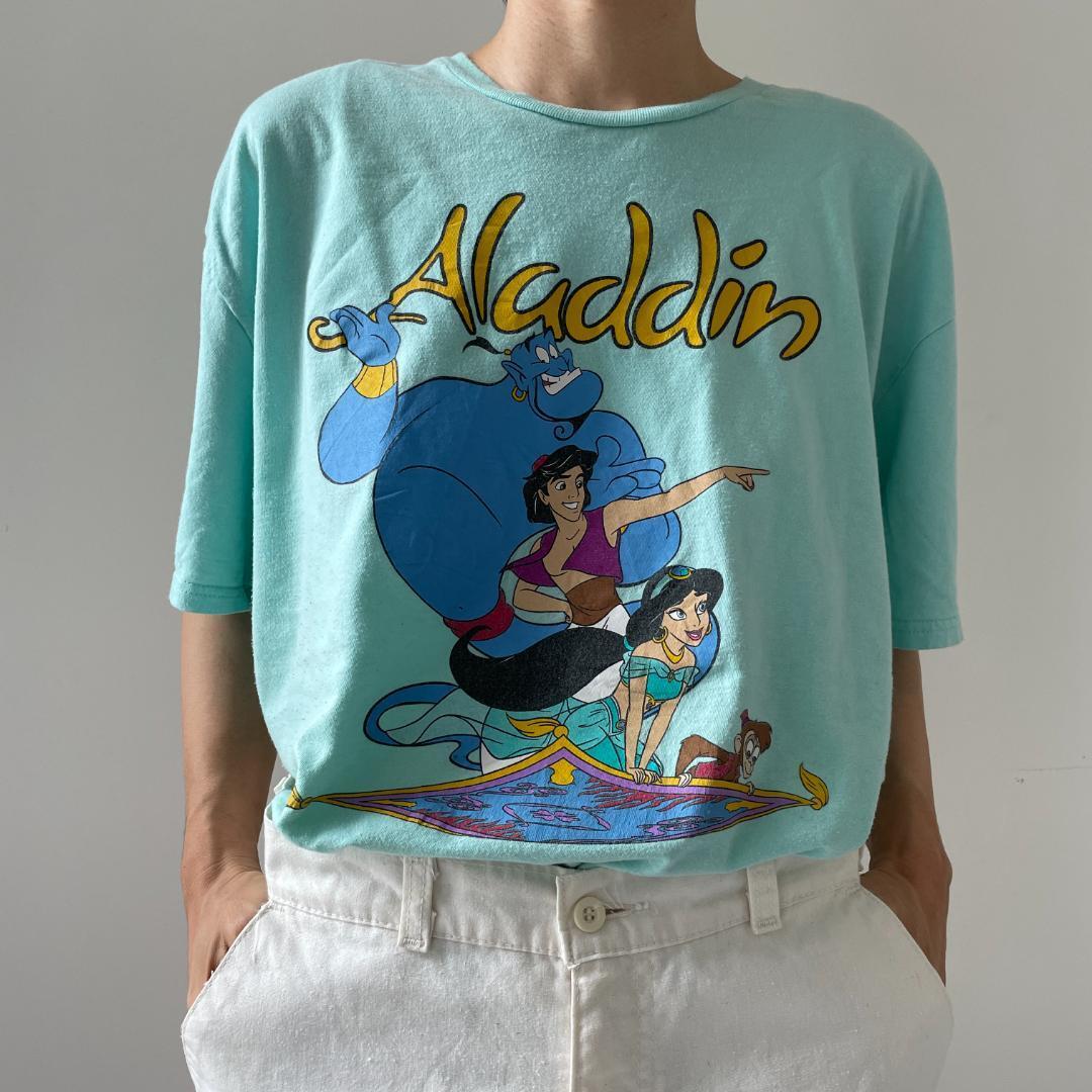 GF693 Tシャツ アニメ ディズニー アラジン ターコイズブルー XLサイズ 