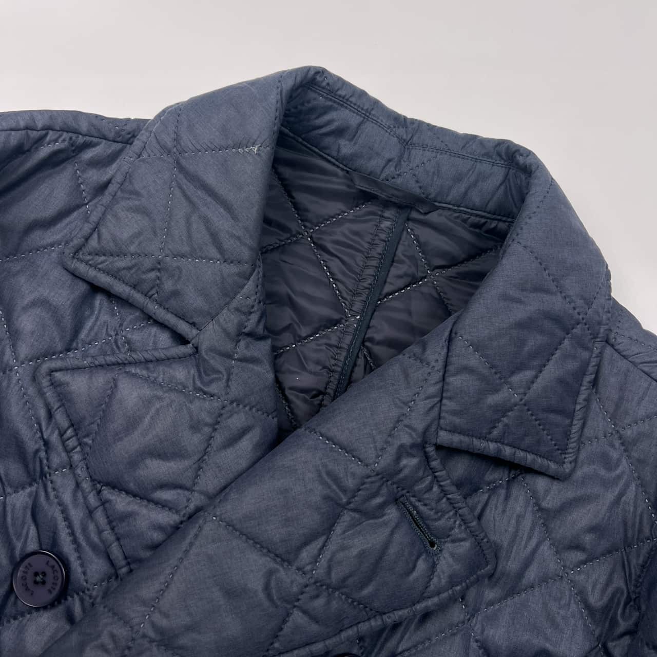 LACOSTE ラコステ キルティング 中綿 ダブル ジャケット 3 /くすみブルー ネイビー系 メンズ