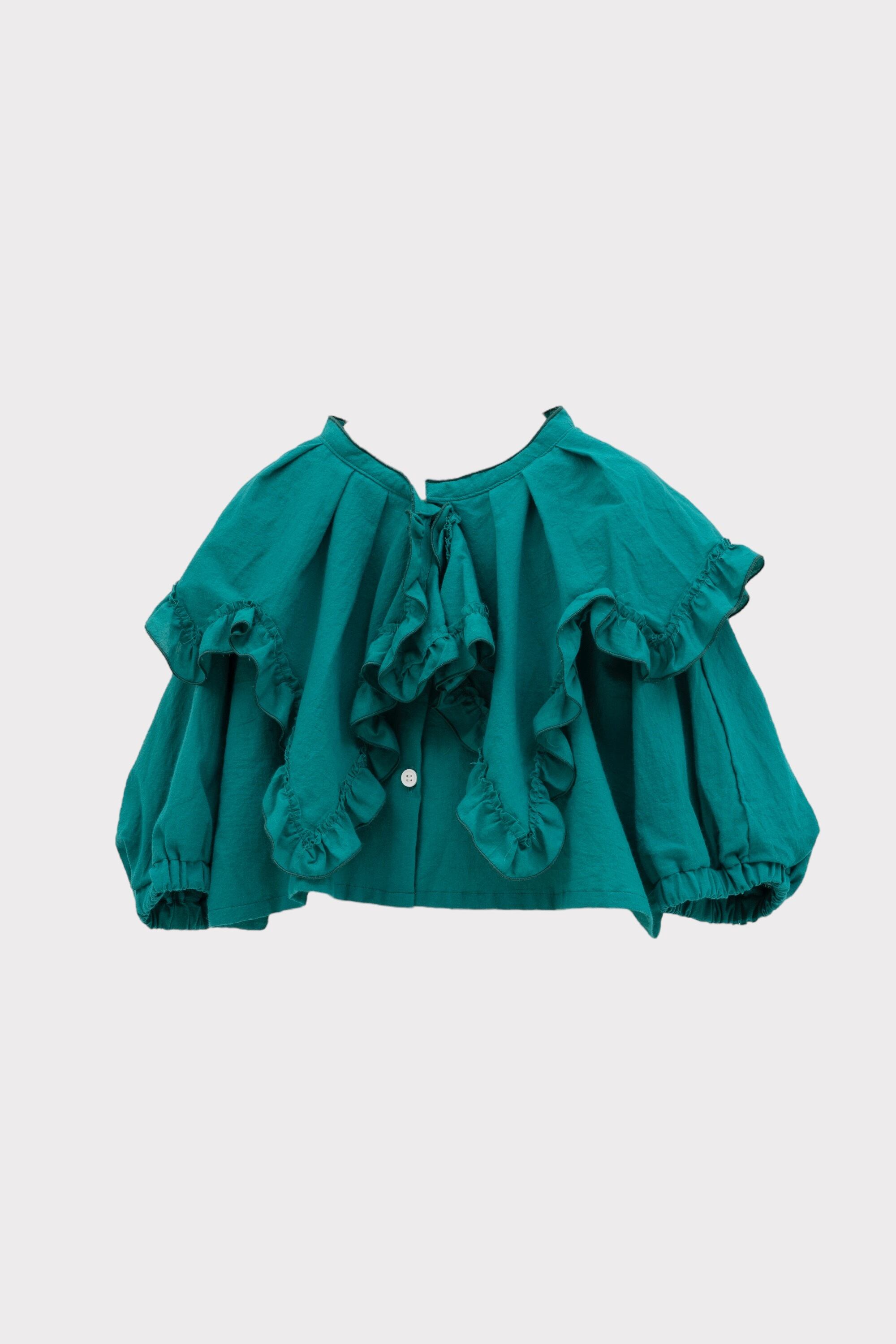 【folkmade 25SS】Symphony Frill Blouse ? グリーン|サイズ LL(140-155)|F25SS-012