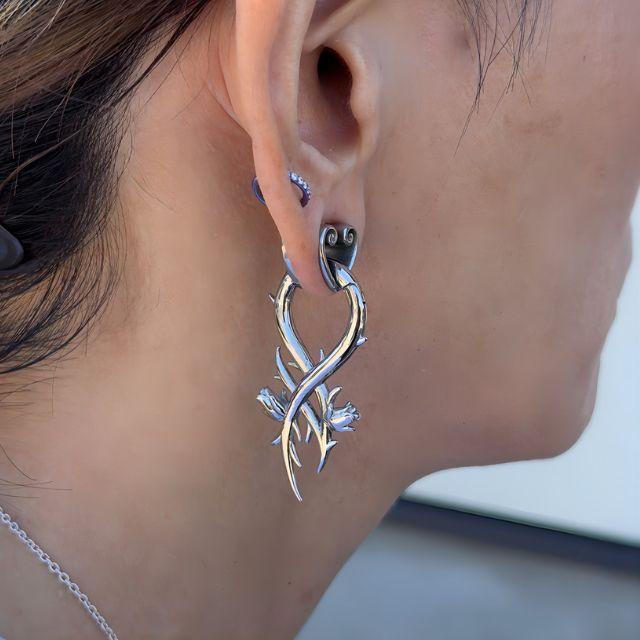 ワンタッチピアス 8G ROSE 薔薇ピアス クリッカー 磁石 簡単マグネット