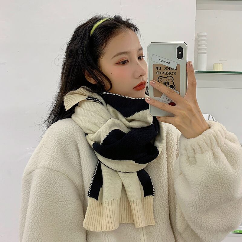 スカーフ ウィンターウールニット 大人ガーリー スウィート キュート カジュアル 冬物 ブラック・アイド・ピーズ39418357322