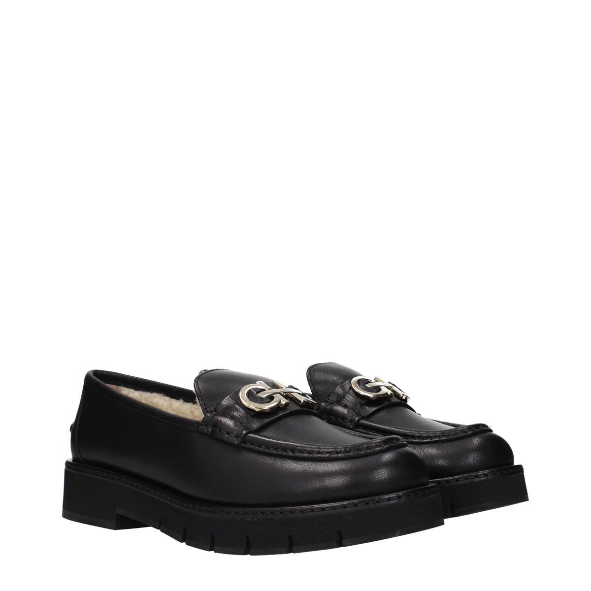 FERRAGAMO フェラガモ レディース ローファー レザー ブラック