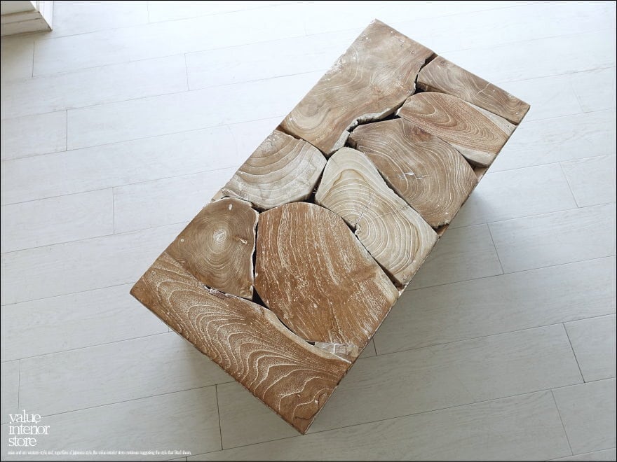 チーク無垢材 ブロックベンチNW/A06 椅子 長椅子 花台 シャビー チェア