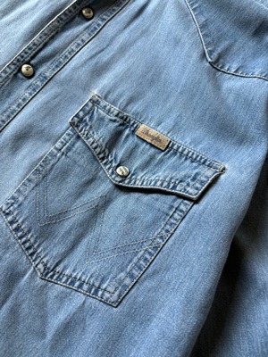 “WRANGLER” Band collar denim shirt