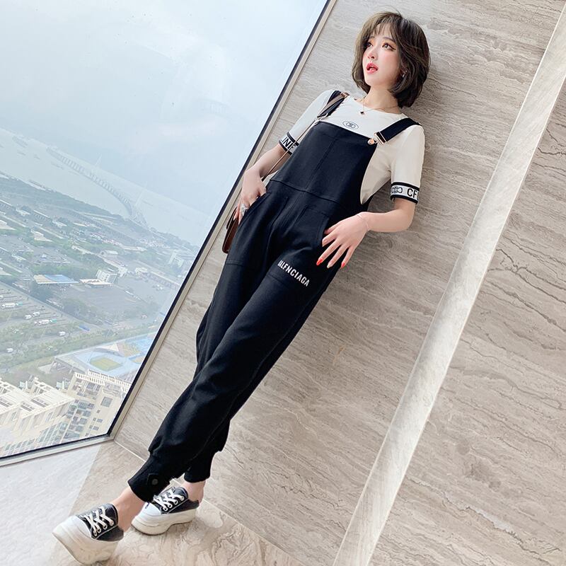 カラーカフプリントTシャツ ルーズセット スプリング 春物 サマー 夏物 MIUCO88380260873