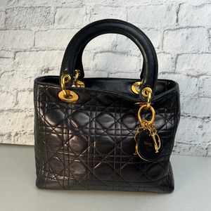 Diorレディディオール ミディアムカナージュ  ハンドバッグ ブラック A-9514