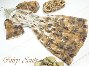 ★送料無料★中国シルク100％★Ｓ☆シックな花柄シルクワンピ(OPN7690)