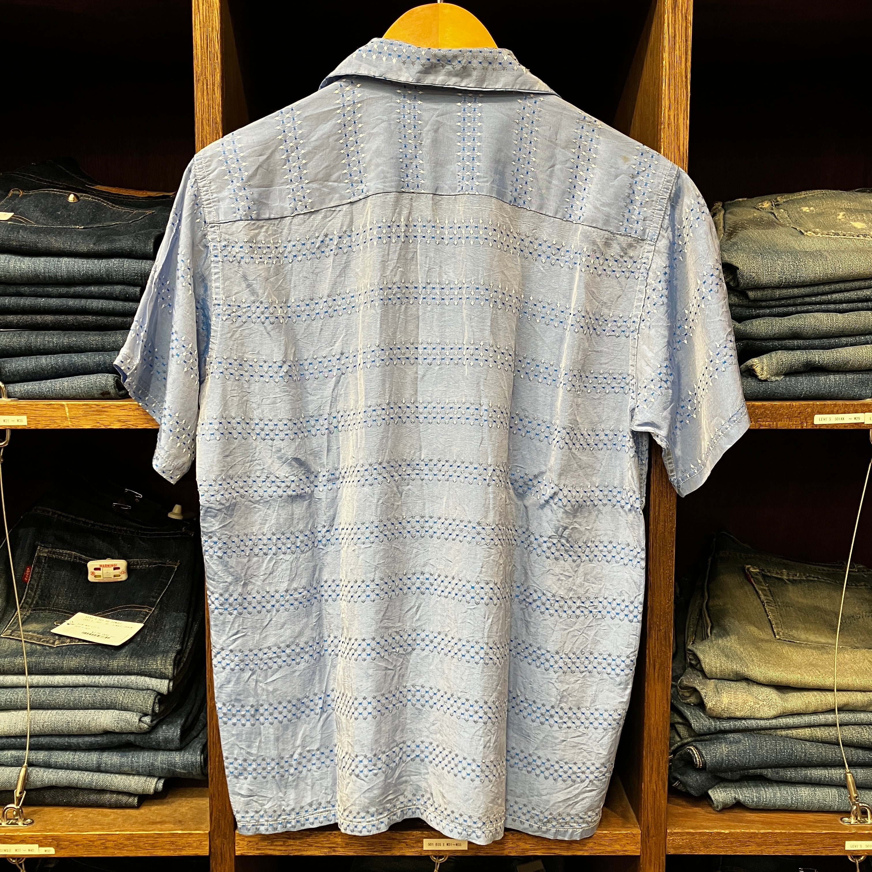 1950'S NYLON S/S SHIRT SAX 総柄 | safarionline