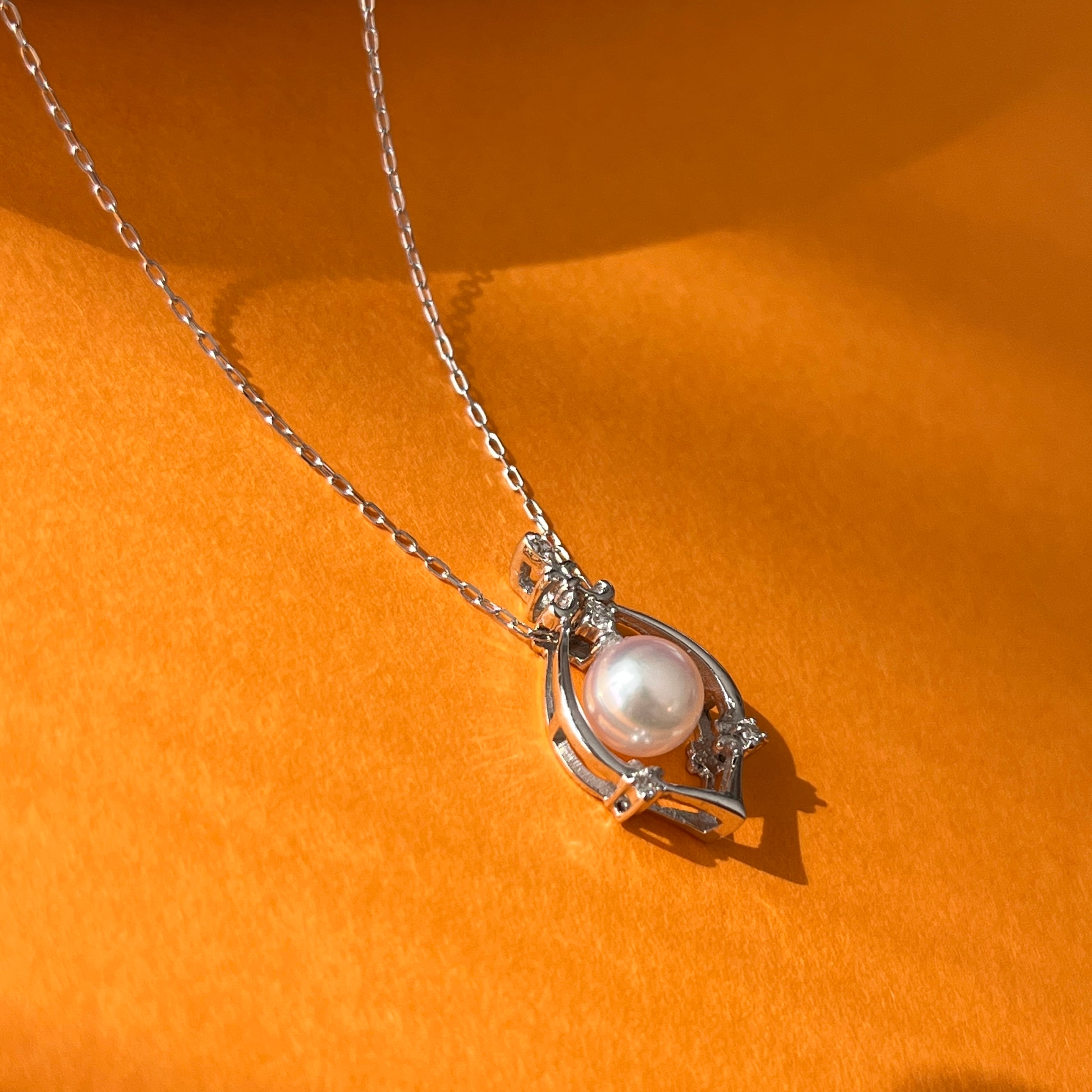 アコヤパール・天然ダイヤモンドネックレス/K18WG | DLH Jewelry 