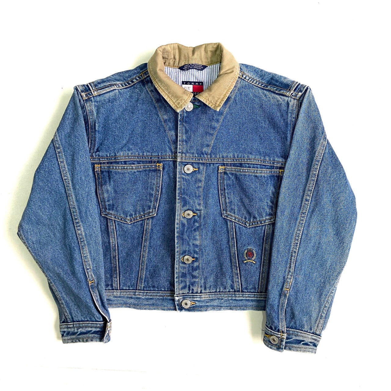 【kids】90年代 ヴィンテージ TOMMY HILFIGER デニムジャケット 6歳 120?相当 古着 キッズ 子供服 90S  ワンポイントロゴ刺? トラッカージャケット【デニムジャケット】【WS2202-15】 | cave 古着屋【公式】古着通販サイト