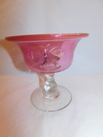 金赤コンポート(欄) old glass compote(orchid)(made in Japan)　