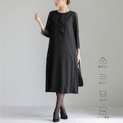 【最強配送】喪服・礼服【洗えるフォーマル】お袖スカラップレース切り替えデザインブラックフォーマルワンピース/725053-776023