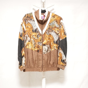 Animal Whole Pattern Nylon Jacket Brown