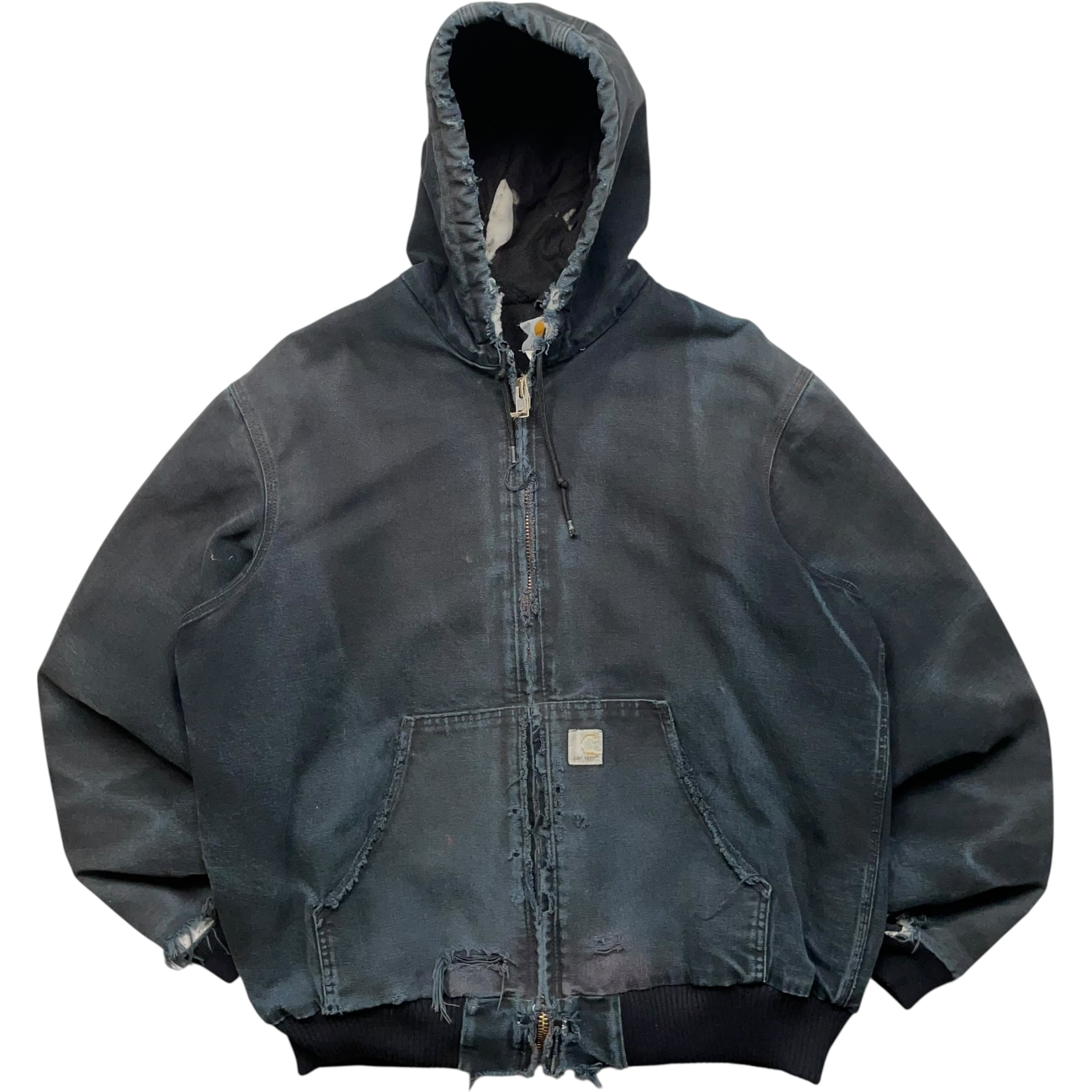 《L》 Carhartt カーハート ダックジャケット アクティブジャケット ブラック ダメージ フェード 雰囲気 キルティング no.8753