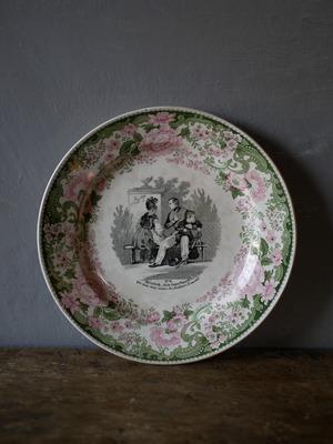 クレイユモントロー　トーキングプレート〈no.６〉　フランスアンティーク