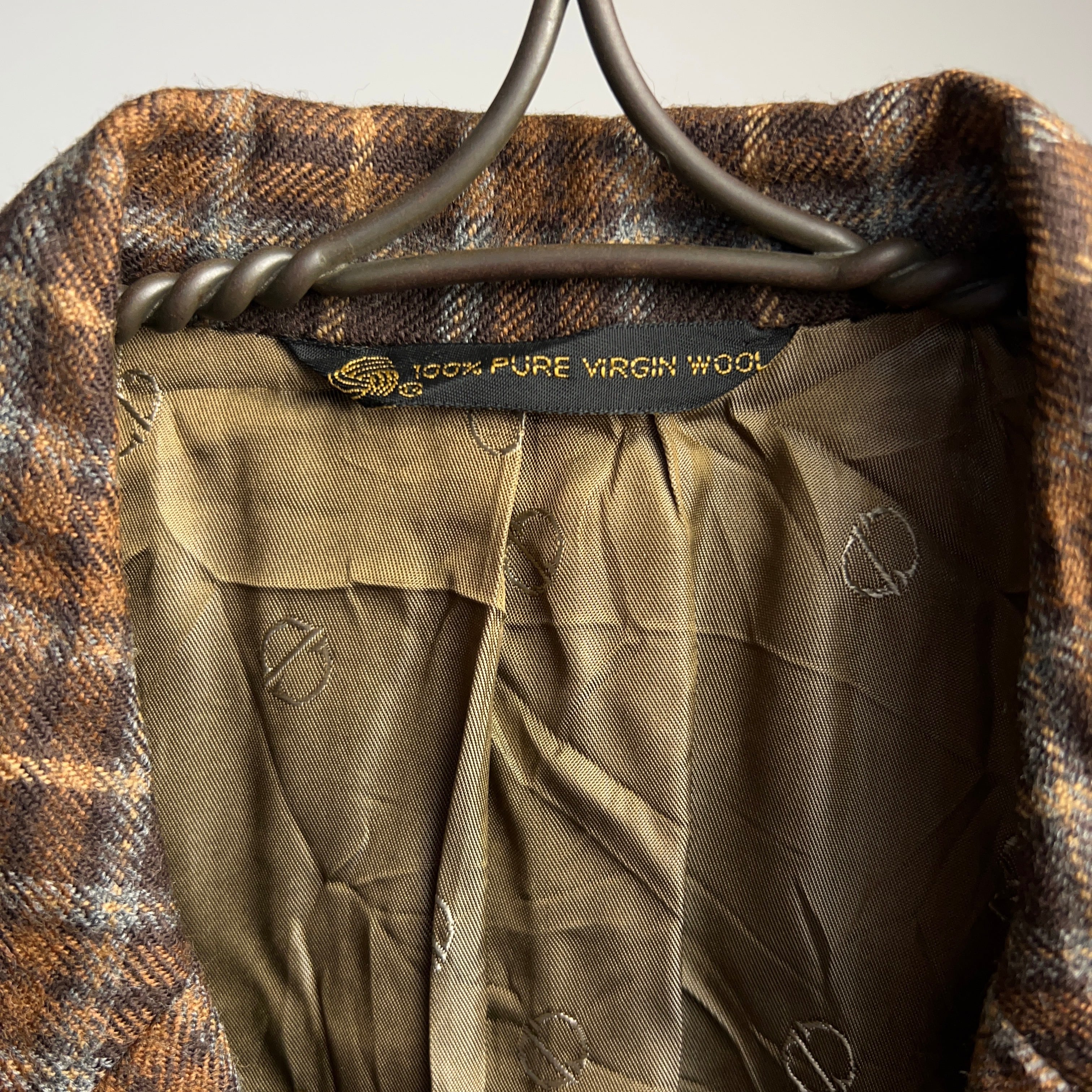 70's~80's “Christian Dior” Plaid Wool Tailored Jacket ディオール