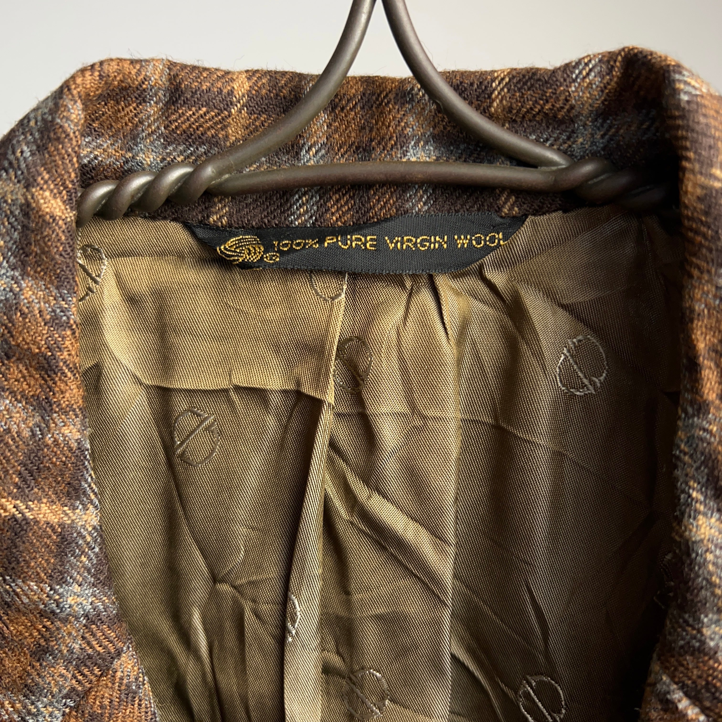 70's~80's “Christian Dior” Plaid Wool Tailored Jacket ディオール テーラードジャケット チェック  ウール 70年代【0929A19】【送料無料】