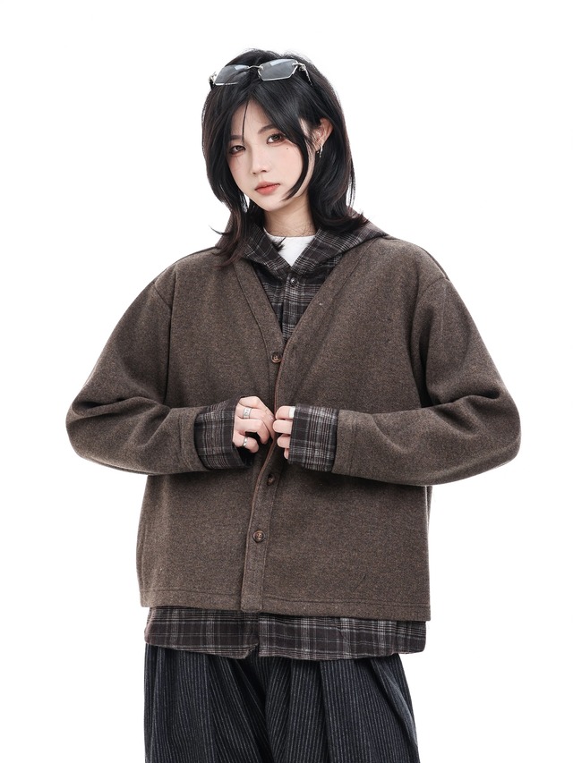 フェイクレイヤード カーディガン / FAKE LAYERED CARDIGAN