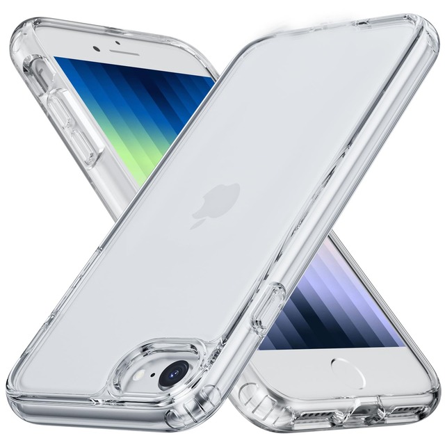 【極めて透明・薄く、耐衝撃性】WHTMM iPhone SE3/SE2/8/7 用 ケース クリア TPU+PC 米軍MIL規格 黄変防止