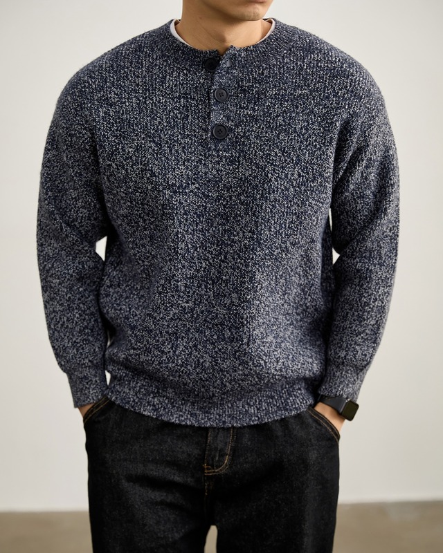 ヘンリーネックニットセーター 2色　A0043