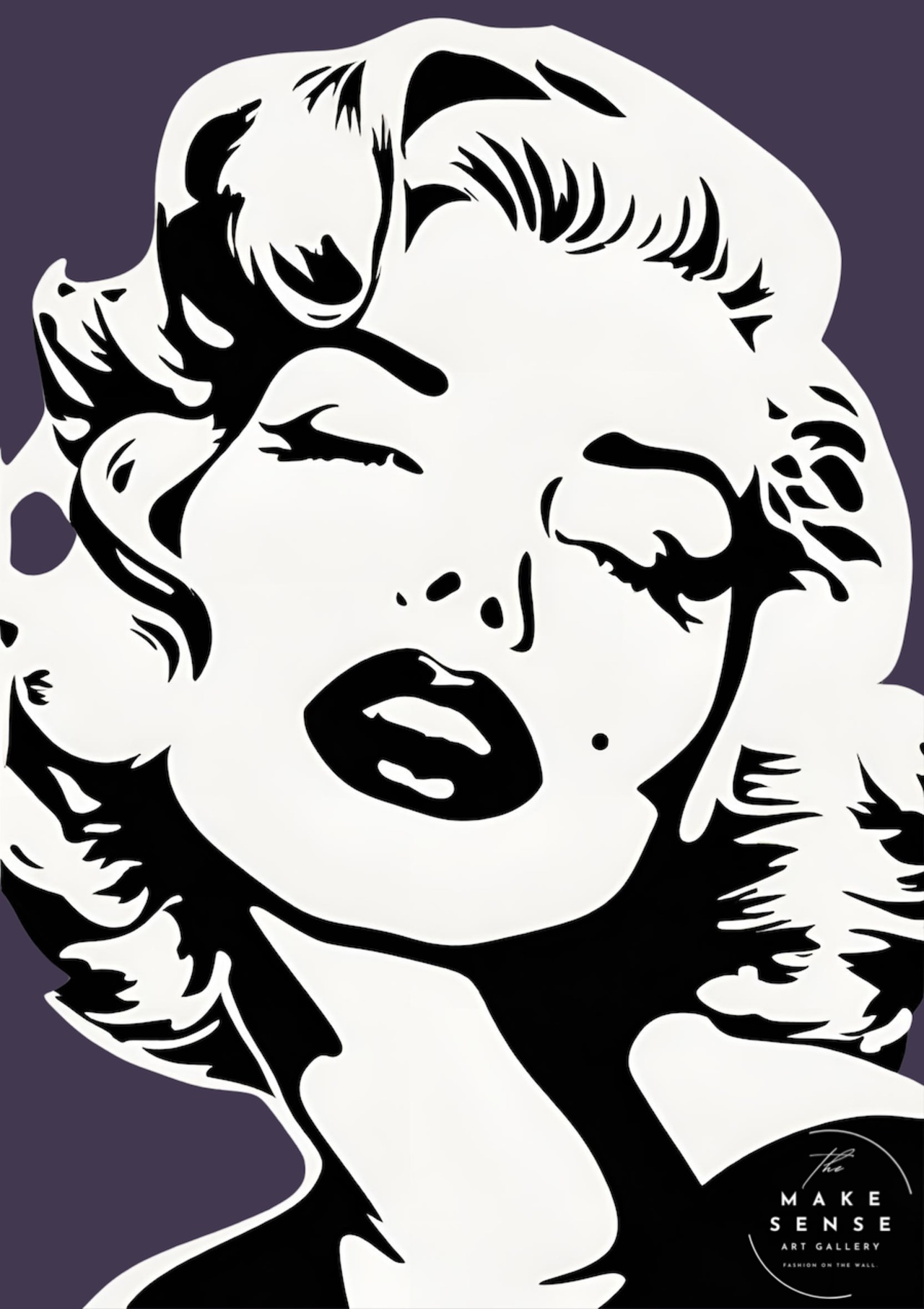 Monroe Love (dark blue)｜シックでラグジュアリーなモンローアートポスター｜大人の空間を飾る白黒デザイン｜A3ポスター