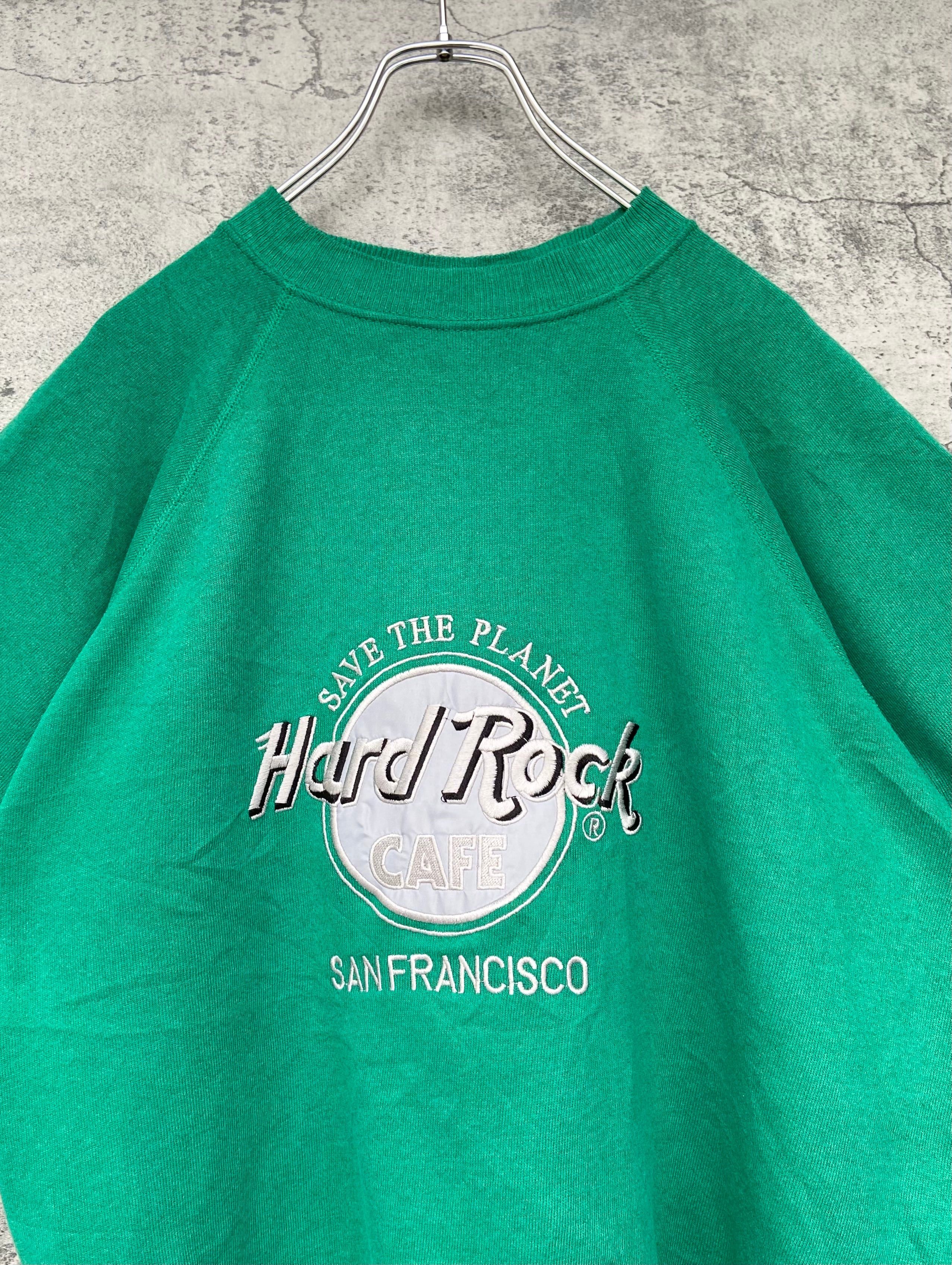USA製 Hard Rock Cafe/ ハードロックカフェ 刺繍スウェット 緑 グリーン  刺繍
