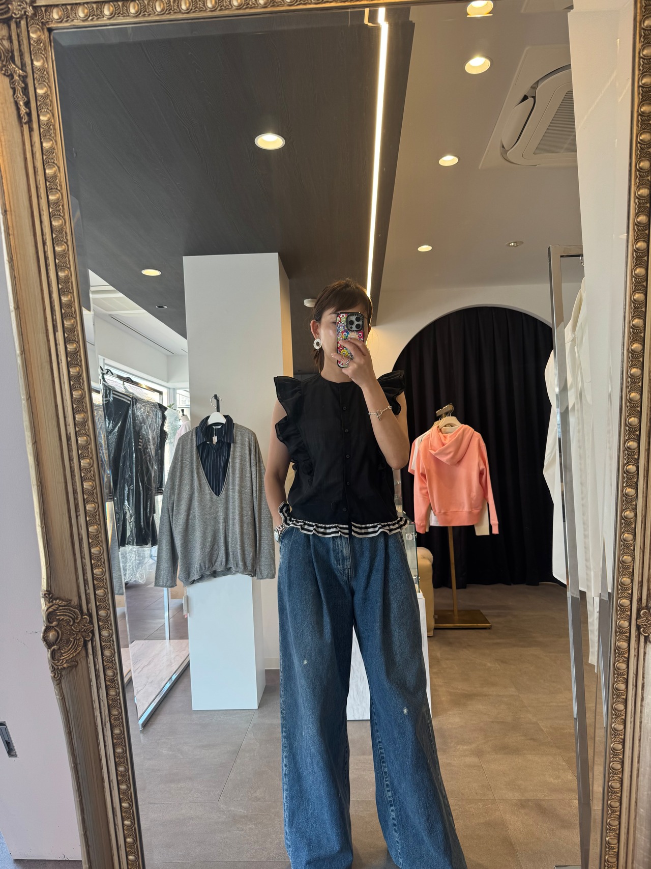 BORDERS at BALCONY FRILL SHEER SHIRT