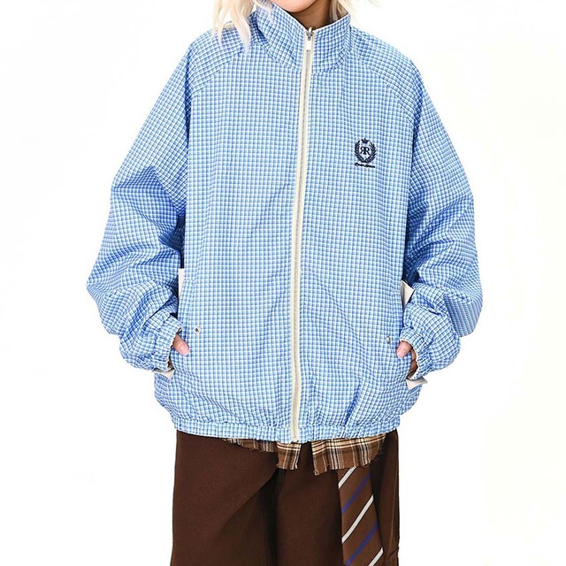 チェックリバーシブルジップブルゾン 2col   R01486