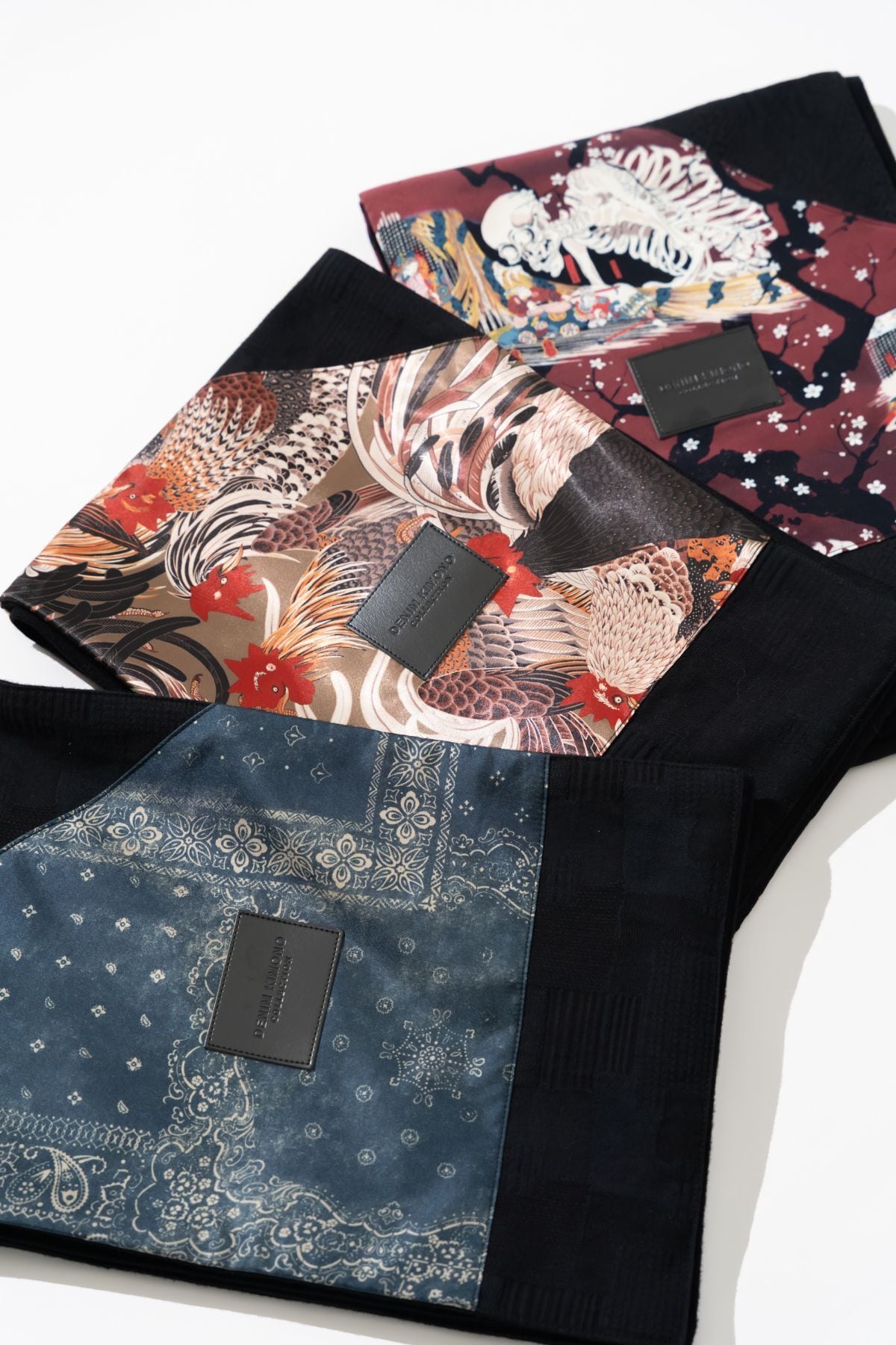 新作|極数量限定】KIMONOマフラー《軍鶏図》|岡山産刺子ジャガード 新作|極数量限定】KIMONOマフラー《軍鶏図》|岡山産刺子ジャガード