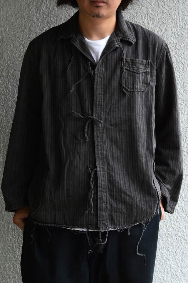 VENTITANK PROJECT Bulgarian Army 1950's-60's Dead Stock Custom Remade & Dyed Sumi Kuro Sleeping Shirt Jacket Type Red Multi3 ブルガリア軍 スリーピングシャツ ジャケット 50s 黒染め
