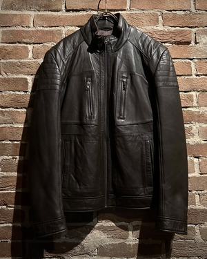 【Caka act3】“BOSS HUGO BOSS” Lamb Leather Biker Jacket