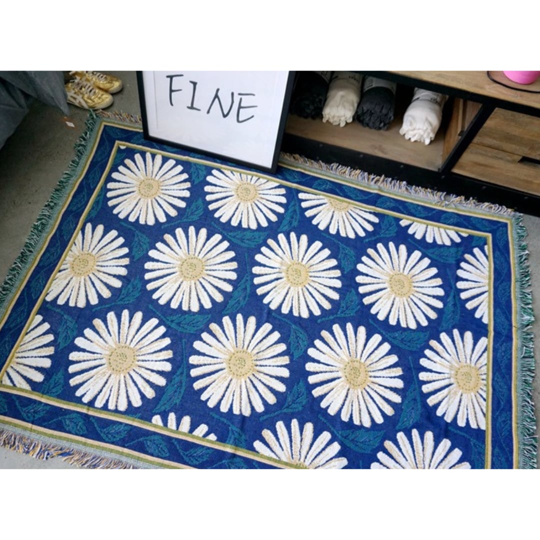 90×90 マルチカバー 正方形 北欧風 ラグ ブランケット ソファー