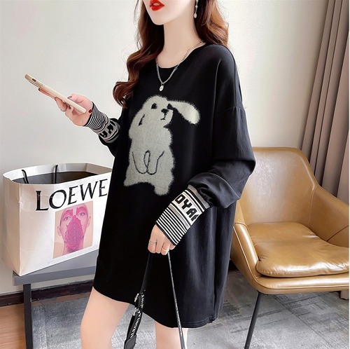 【秋冬新作】ファッションＴシャツ♪ブラック/ブラウン2色展開◆#sebotv-2k27177