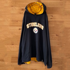 【Reebok】NFL STEELERS スウェットパーカー ダブルフェイス リバーシブル ビッグシルエット XL US古着