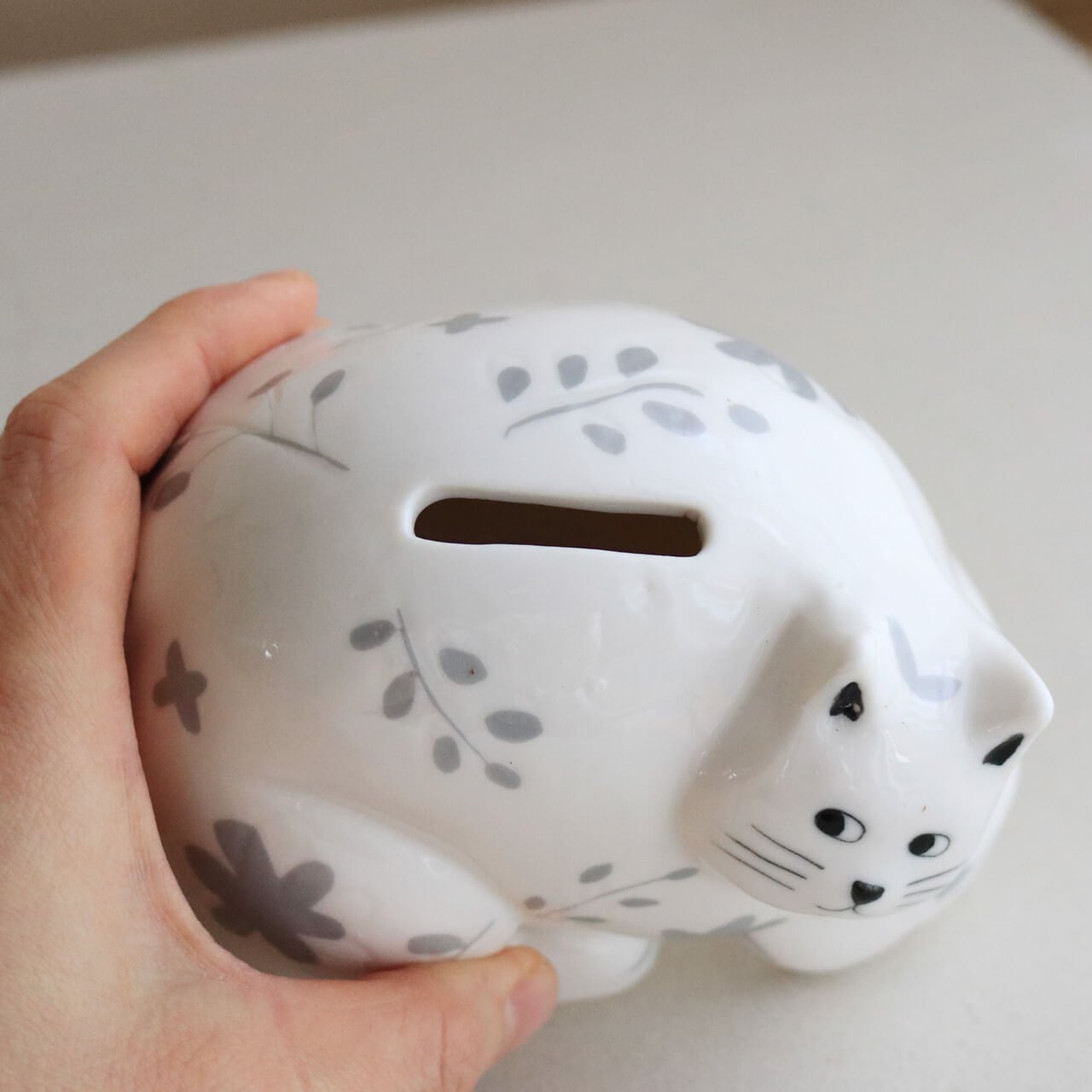 ねこの貯金箱 Zappy ＊ ナチュラル かわいい 猫 ネコ 置物 陶器