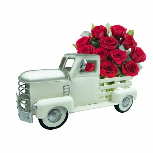 ビンテージレッドトラック 置物 クラシックなレッドファームハウスカー