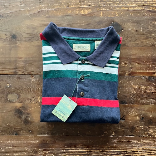 1980's Deadstock "St Jone's Bay" Border Striped Polo Shirt/XL