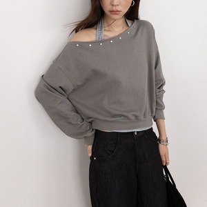 studs line pullover & halter neck top set 14689