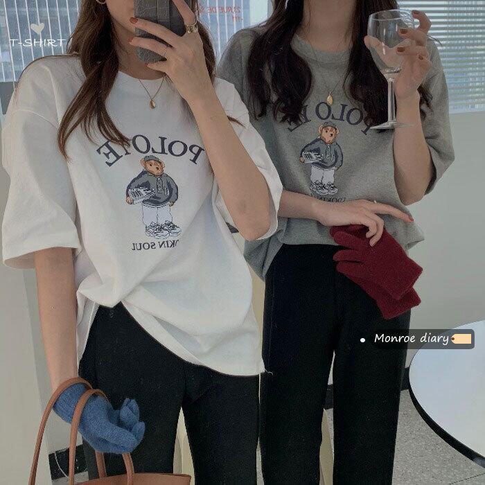 シャツ ルーズプリントホワイトTシャツ スプリンググレートップス 春物 モンロー57289267688